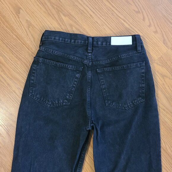 RE/DONE 70s HIGH-RISE SKINNY BOOT JEANS SPLIT HEM RIGID DENIM WASHED BLACK sz 26 - Picture 5 of 8